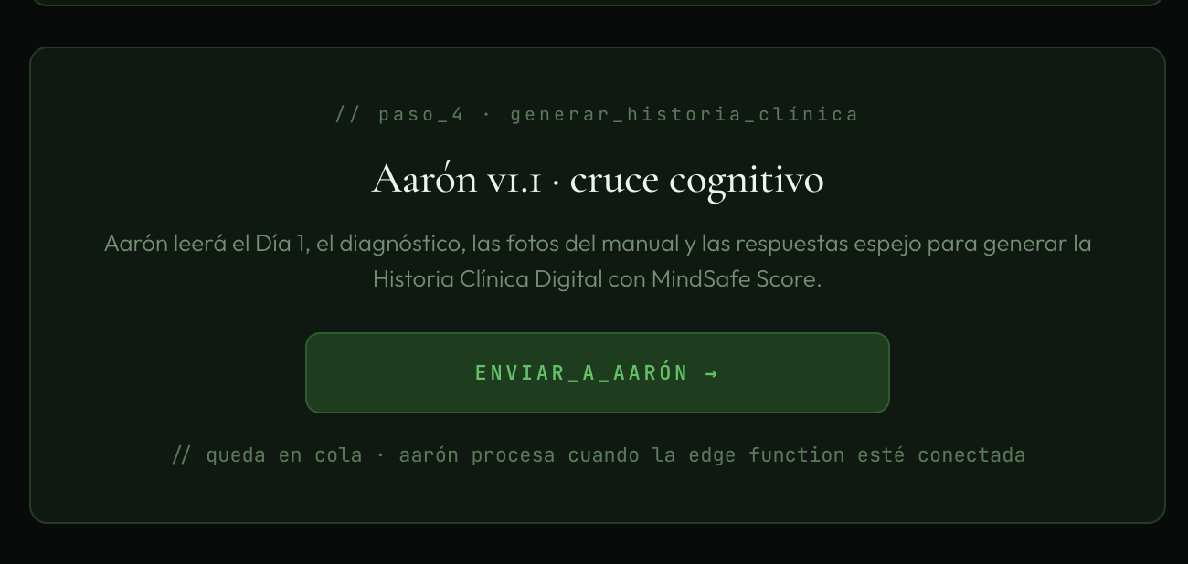 Enviar cruce a Aarón · generar Historia Clínica